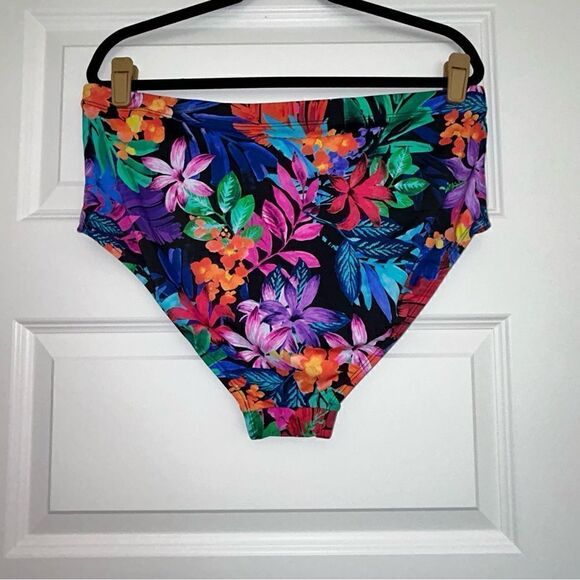 Swimsuits For All Tropical Floral Print High Waist Swimsuit Bottoms - Picture 2 of 4
